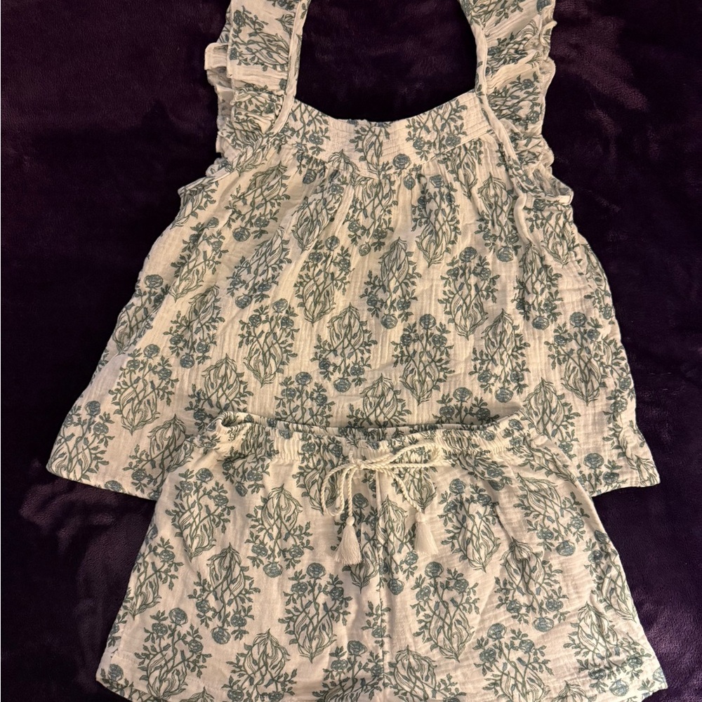 Rachel Zoe Floral Pajama Set - Cream and Green